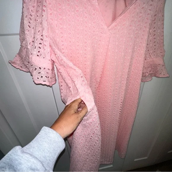 Merokety Pink Eyelet Dress Large - Picture 2 of 8